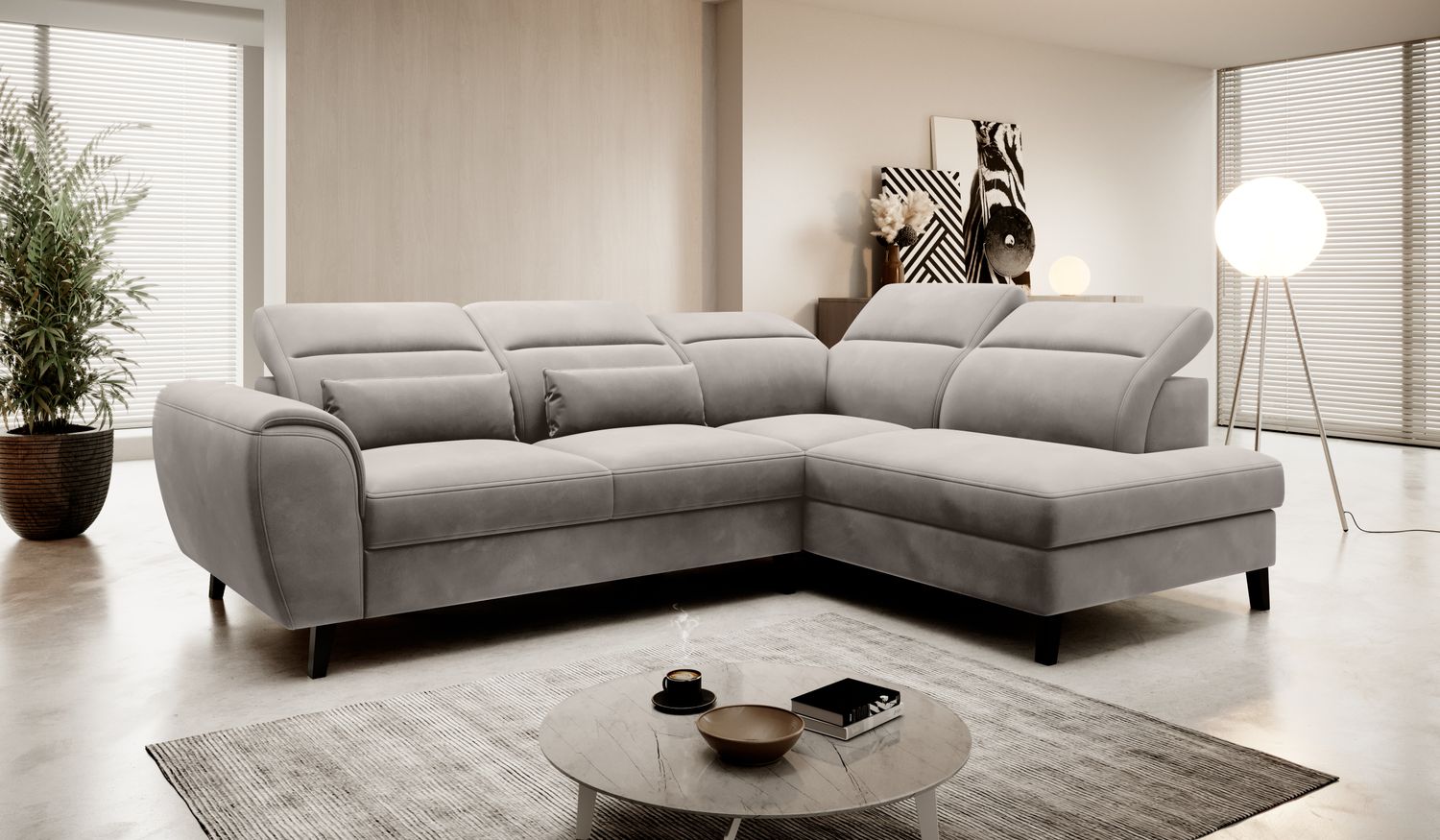 Corner Sleeper Sofa Noble 47 | size: Width: 255cm, Height: 100cm, Depth: 201cm | color: Loco | image: 1 | variant: 1015098