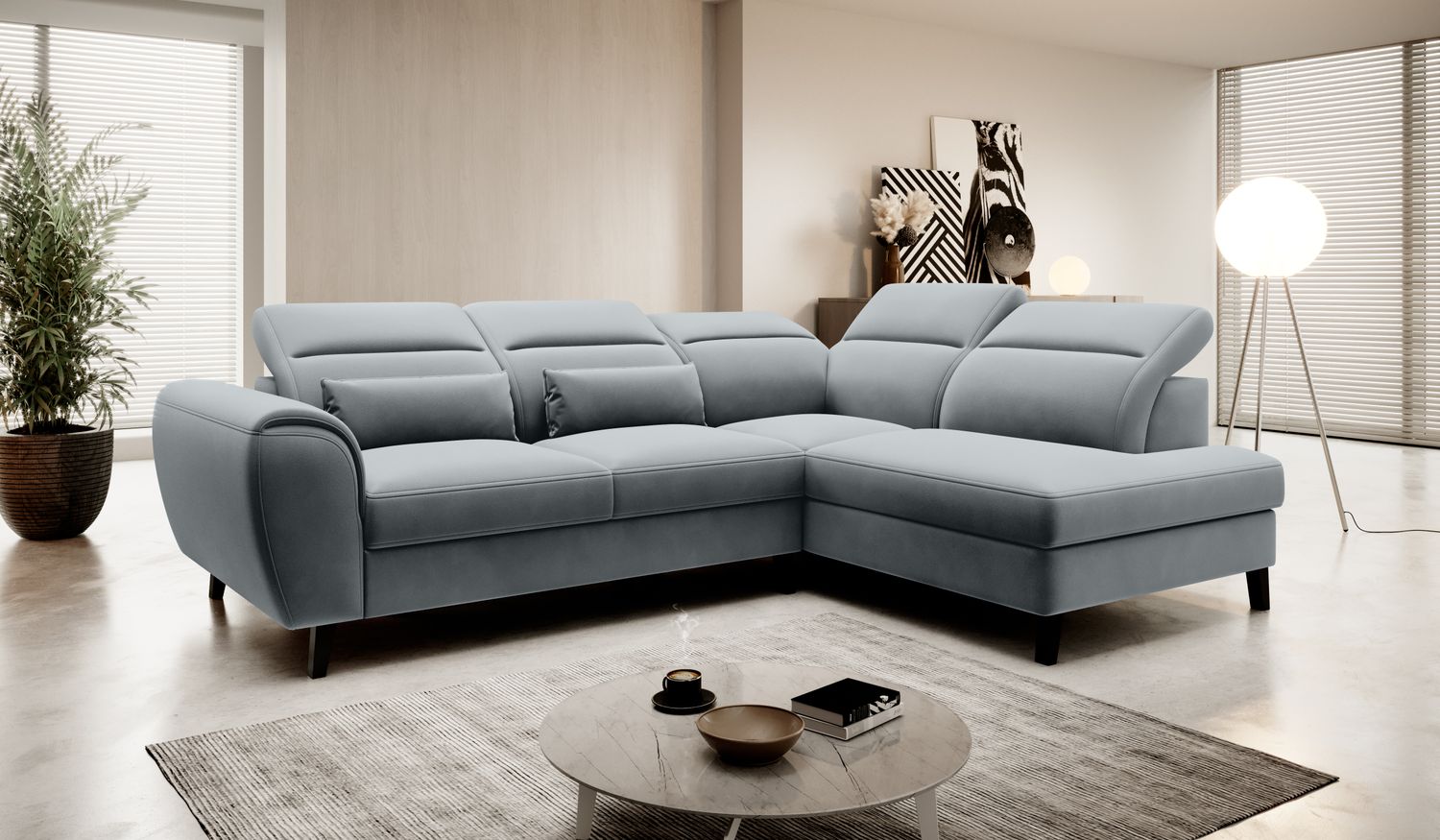 Corner Sleeper Sofa Noble 50 | size: Width: 255cm, Height: 100cm, Depth: 201cm | color: Velvetmat | image: 1 | variant: 1015101