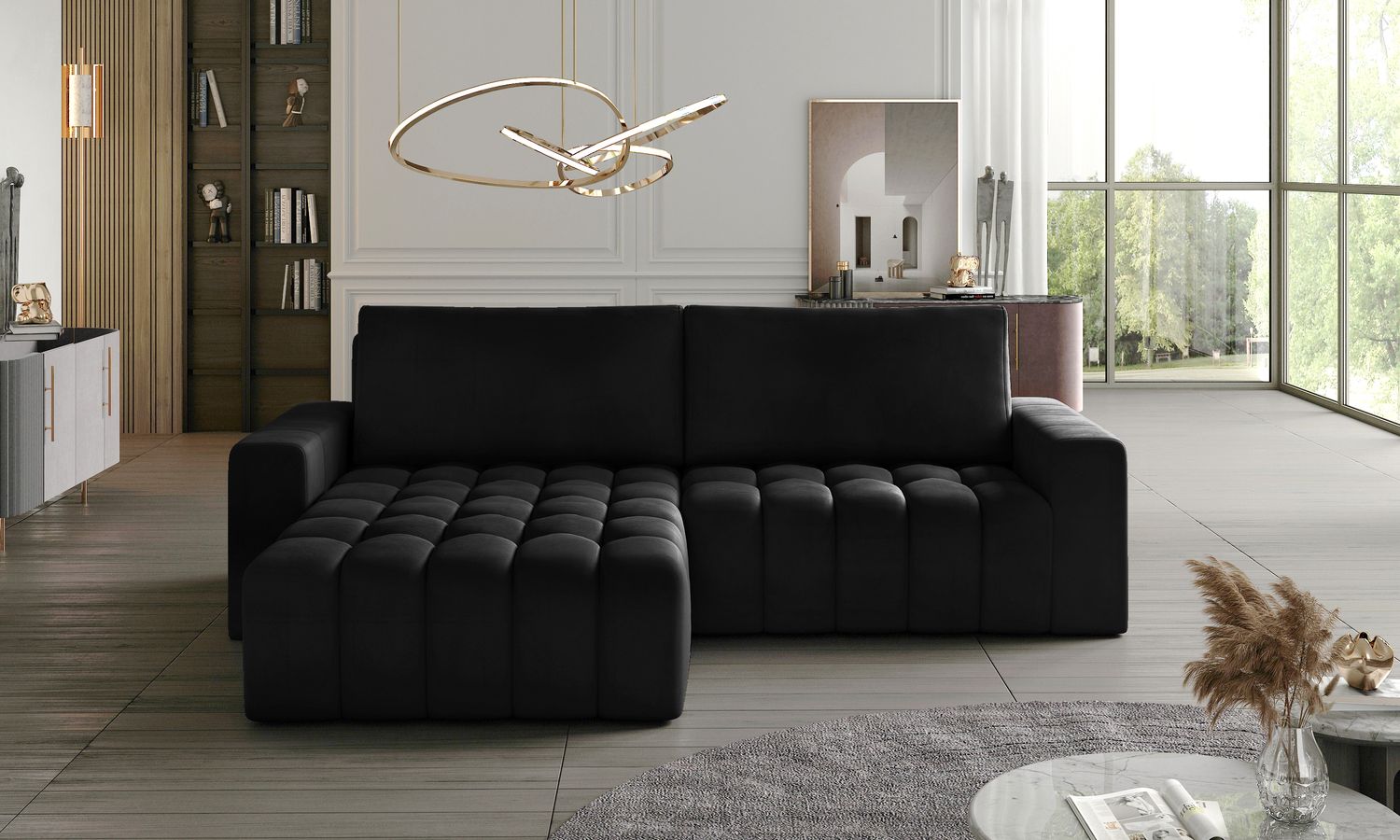 Corner Sleeper Sofa Norwich 2 | size: Width: 250cm, Height: 92cm, Depth: 175cm | color: Mat/Velvet | image: 1 | variant: 1015141