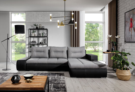 Corner Sleeper Sofa Ottavio 3 | size: Width: 275cm, Height: 85cm, Depth: 180cm | color: Black/Grey | image: 1 | variant: 1014006
