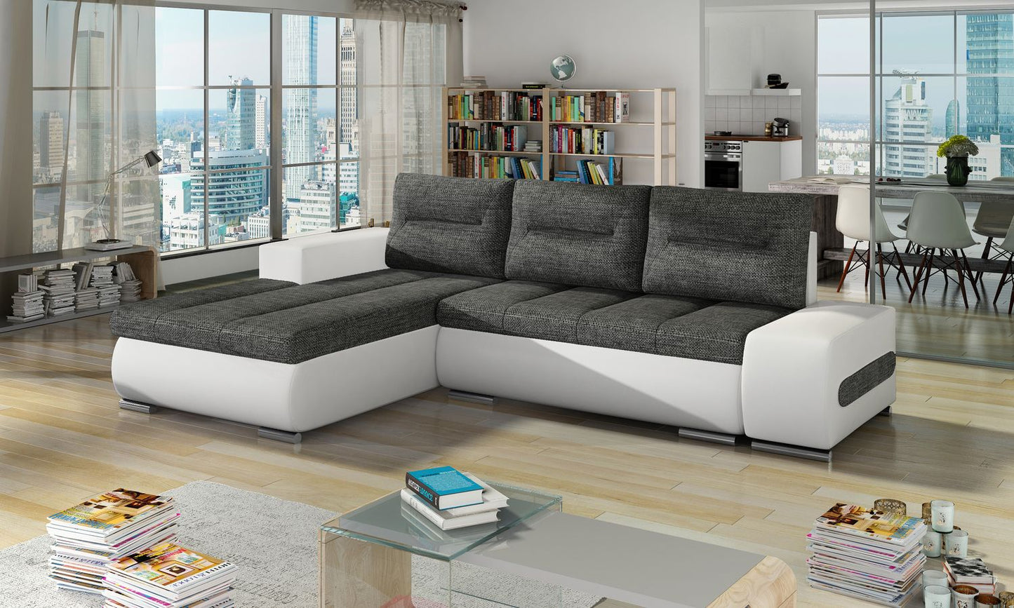 Corner Sleeper Sofa Ottavio | size: Width: 275cm, Height: 85cm, Depth: 180cm | color: White/Grey | image: 1 | variant: 1014003