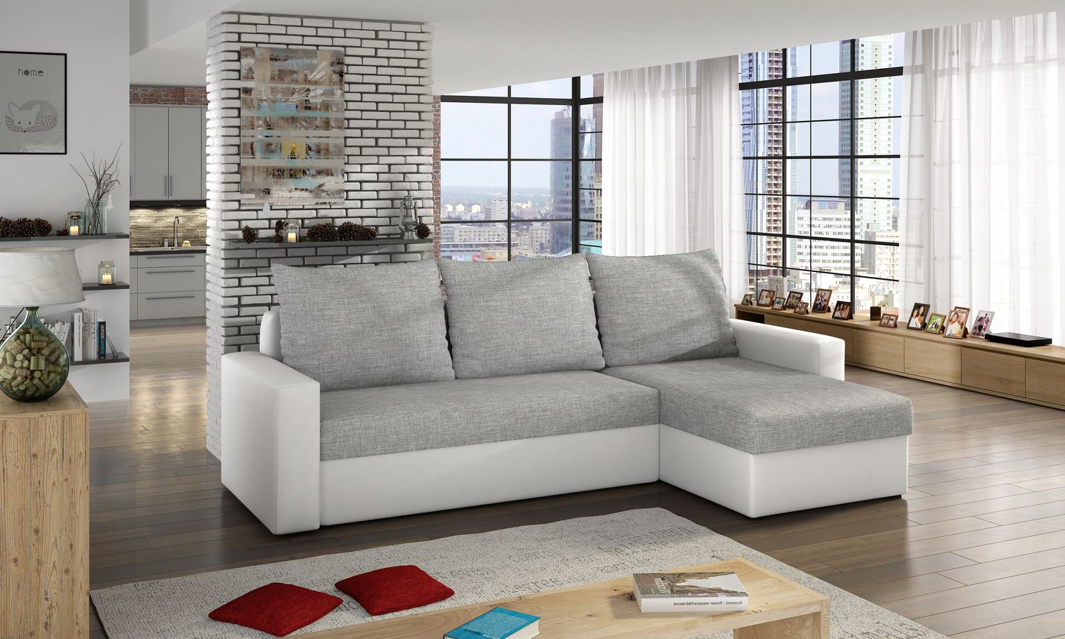 Corner Sleeper Sofa Pitlochry 22 | size: Width: 237cm, Height: 90cm, Depth: 57cm | color: Sawana/Soft | image: 1 | variant: 1016833