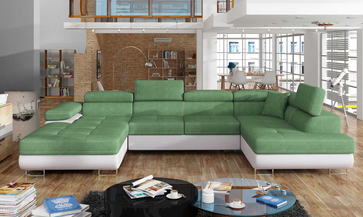 Corner Sleeper Sofa Rodrigo 1 | size: Width: 345cm, Height: 90cm, Depth: 58cm | color: Soft/Soro | image: 1 | variant: 1016369