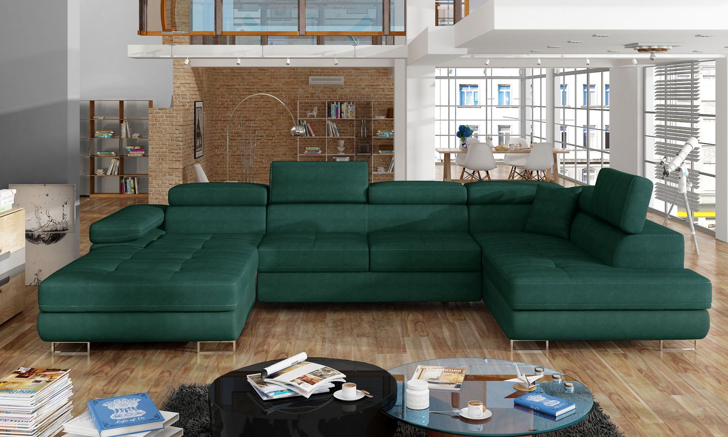 Corner Sleeper Sofa Rodrigo 22 | size: Width: 345cm, Height: 90cm, Depth: 58cm | color: Kronos | image: 1 | variant: 1016390