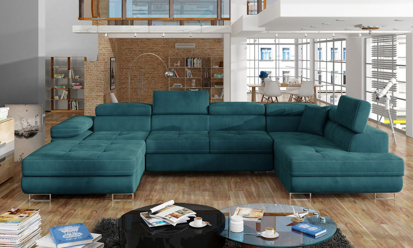 Corner Sleeper Sofa Rodrigo 37 | size: Width: 345cm, Height: 90cm, Depth: 58cm | color: Mat/Velvet | image: 1 | variant: 1016405