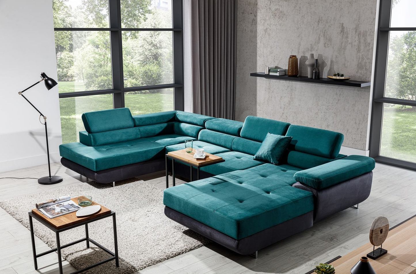 Corner Sleeper Sofa Rodrigo 40 | size: Width: 345cm, Height: 90cm, Depth: 202cm | color: Monolith | image: 1 | variant: 1016408