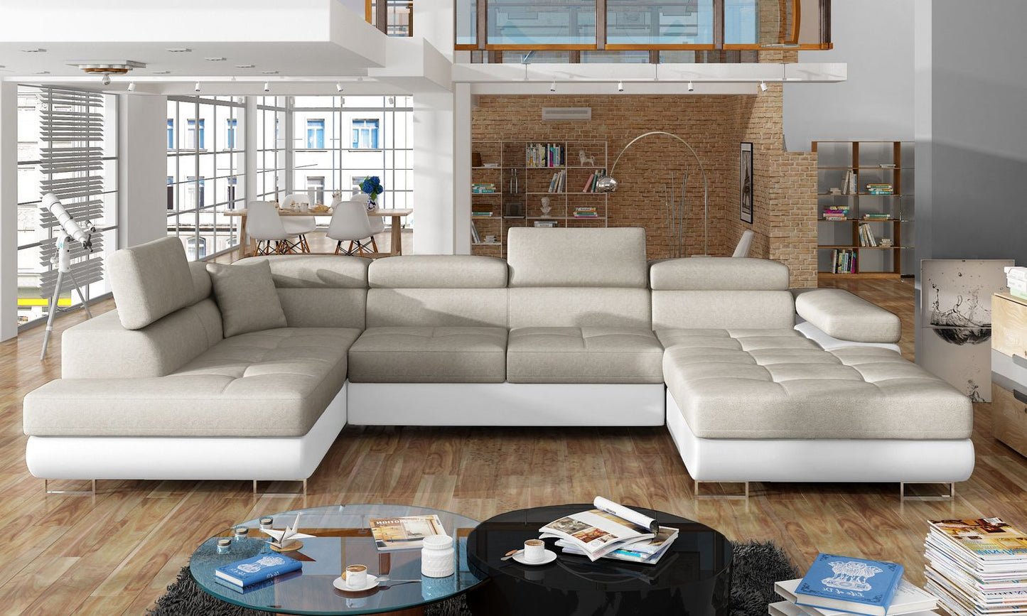 Corner Sleeper Sofa Rodrigo 7 | size: Width: 345cm, Height: 90cm, Depth: 58cm | color: Dora/Soft | image: 1 | variant: 1016375