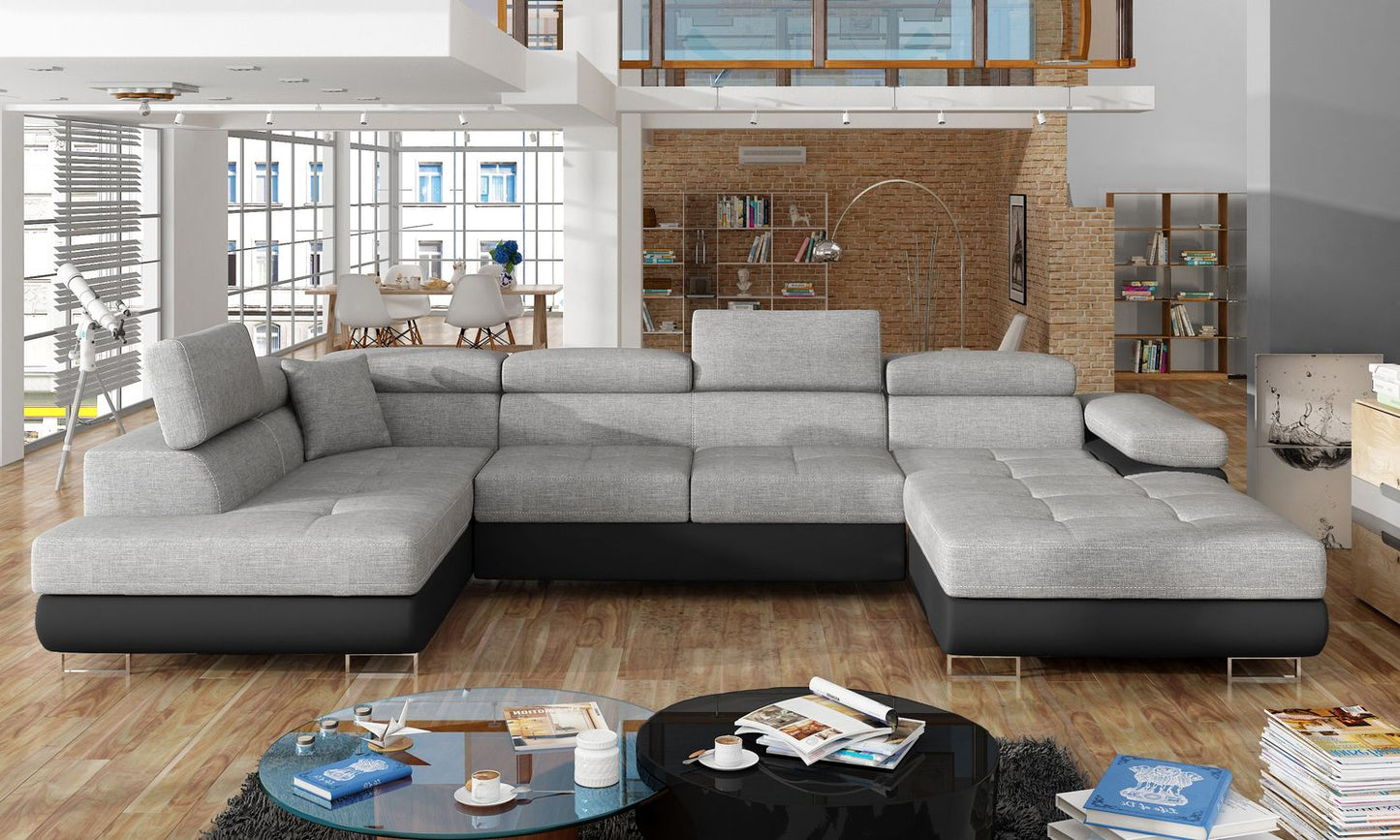 Corner Sleeper Sofa Rodrigo 9 | size: Width: 345cm, Height: 90cm, Depth: 58cm | color: Sawana/Soft | image: 1 | variant: 1016377