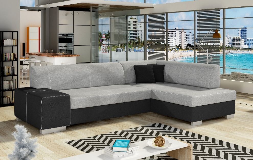 Corner Sleeper Sofa Salisbury | size: Width: 268cm, Height: 73cm, Depth: 167cm | color: Black/Grey | image: 0 | variant: 1008865