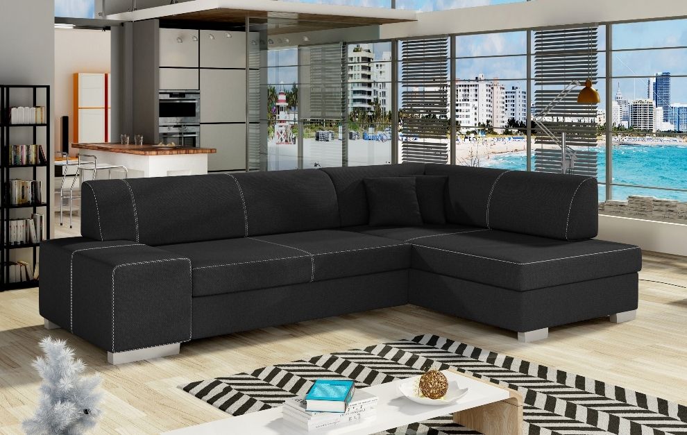 Corner Sleeper Sofa Salisbury | size: Width: 268cm, Height: 73cm, Depth: 167cm | color: Black | image: 0 | variant: 1008864