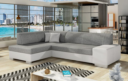 Corner Sleeper Sofa Salisbury | size: Width: 268cm, Height: 73cm, Depth: 167cm | color: White/Grey | image: 0 | variant: 1008855