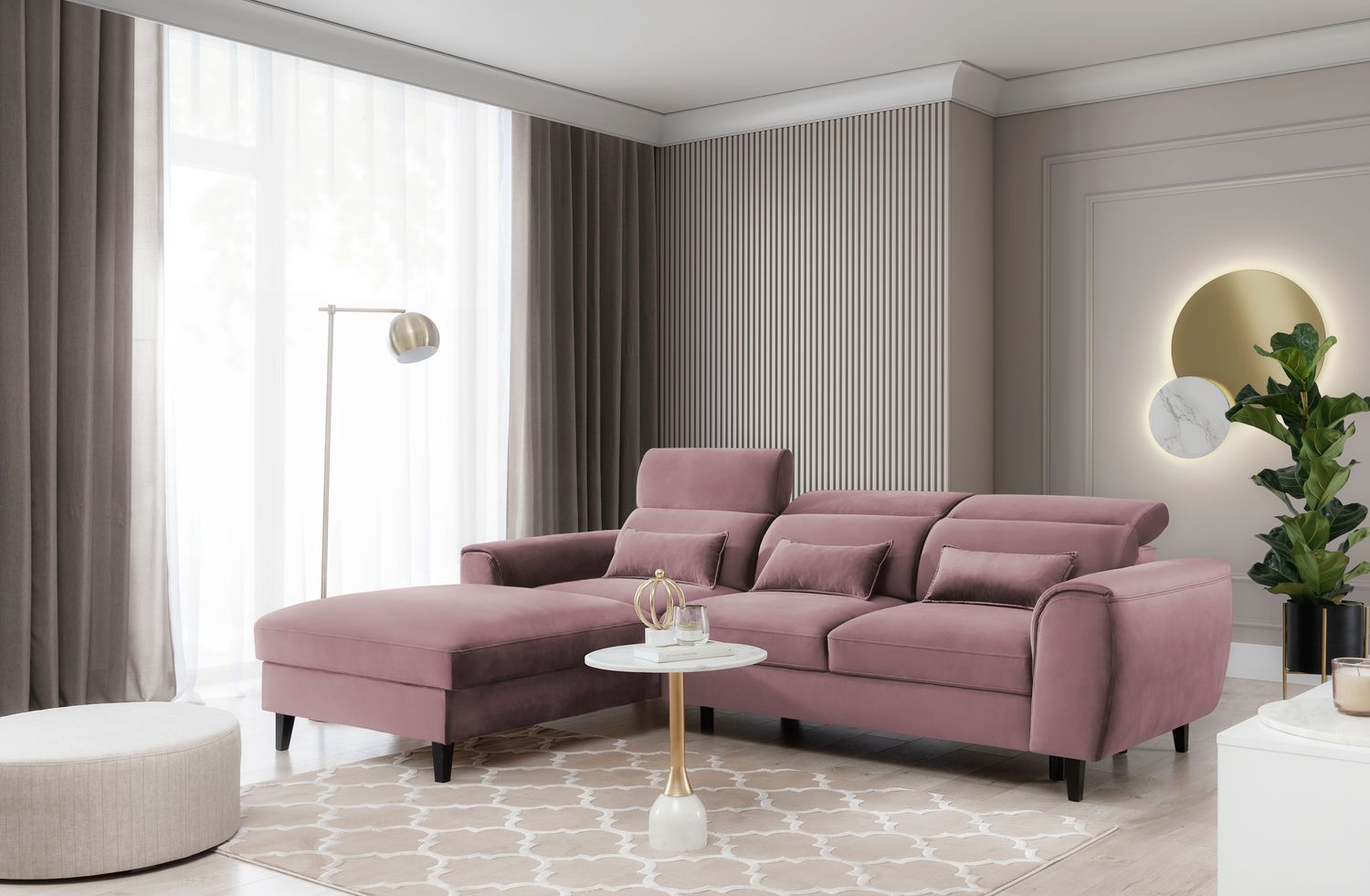 Corner Sleeper Sofa Scarborough 6 | size: Width: 267cm, Height: 100cm, Depth: 196cm | color: Velvetmat | image: 1 | variant: 1015434