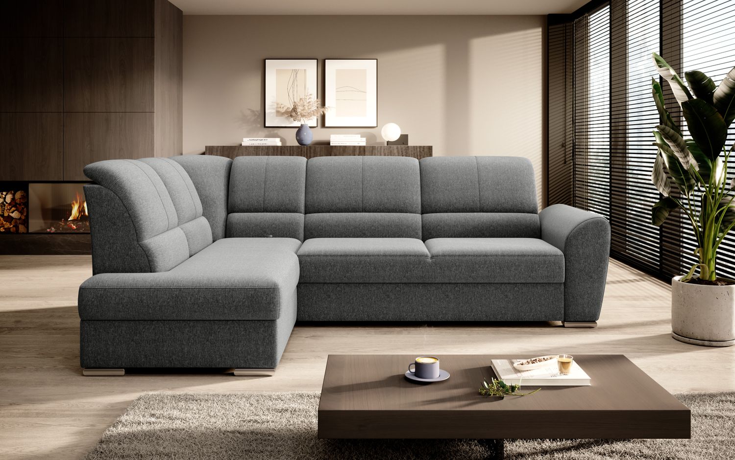 Corner Sleeper Sofa Siber 1 | size: Width: 270cm, Height: 93cm, Depth: 186cm | color: Flores | image: 1 | variant: 1015269
