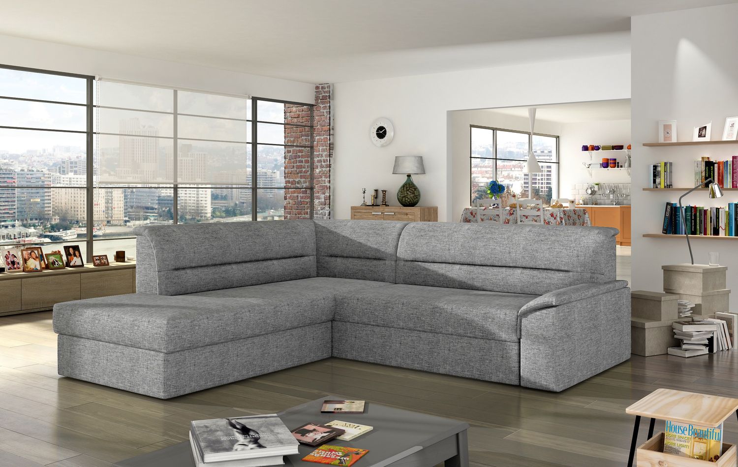 Corner Sleeper Sofa Sleaford 12 | size: Width: 212cm, Height: 90cm, Depth: 65cm | color: Sawana | image: 1 | variant: 1016445