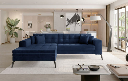 Corner Sleeper Sofa Solange 23 | size: Width: 292cm, Height: 80cm, Depth: 196cm | color: Blue | image: 1 | variant: 1016432