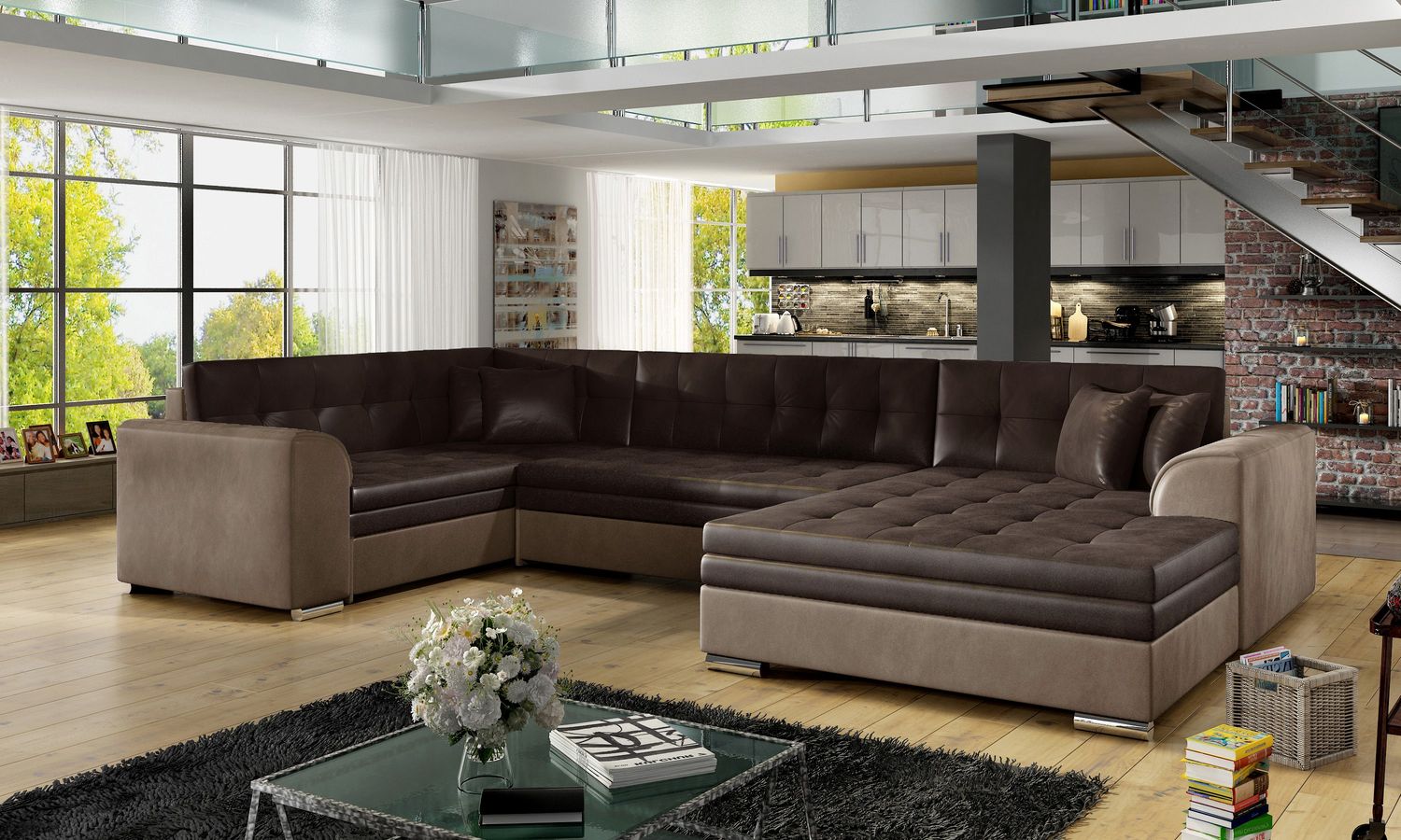 Corner Sleeper Sofa St Ives 6 | size: Width: 338cm, Height: 78cm, Depth: 189cm | color: Monolith | image: 1 | variant: 1016373