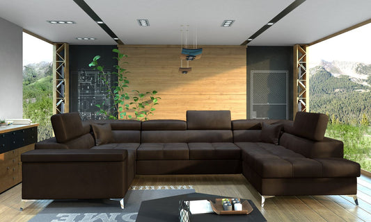 Corner Sleeper Sofa Thiago 15 | size: Width: 208cm, Height: 88cm, Depth: 43cm | color: Monolith | image: 1 | variant: 1016483