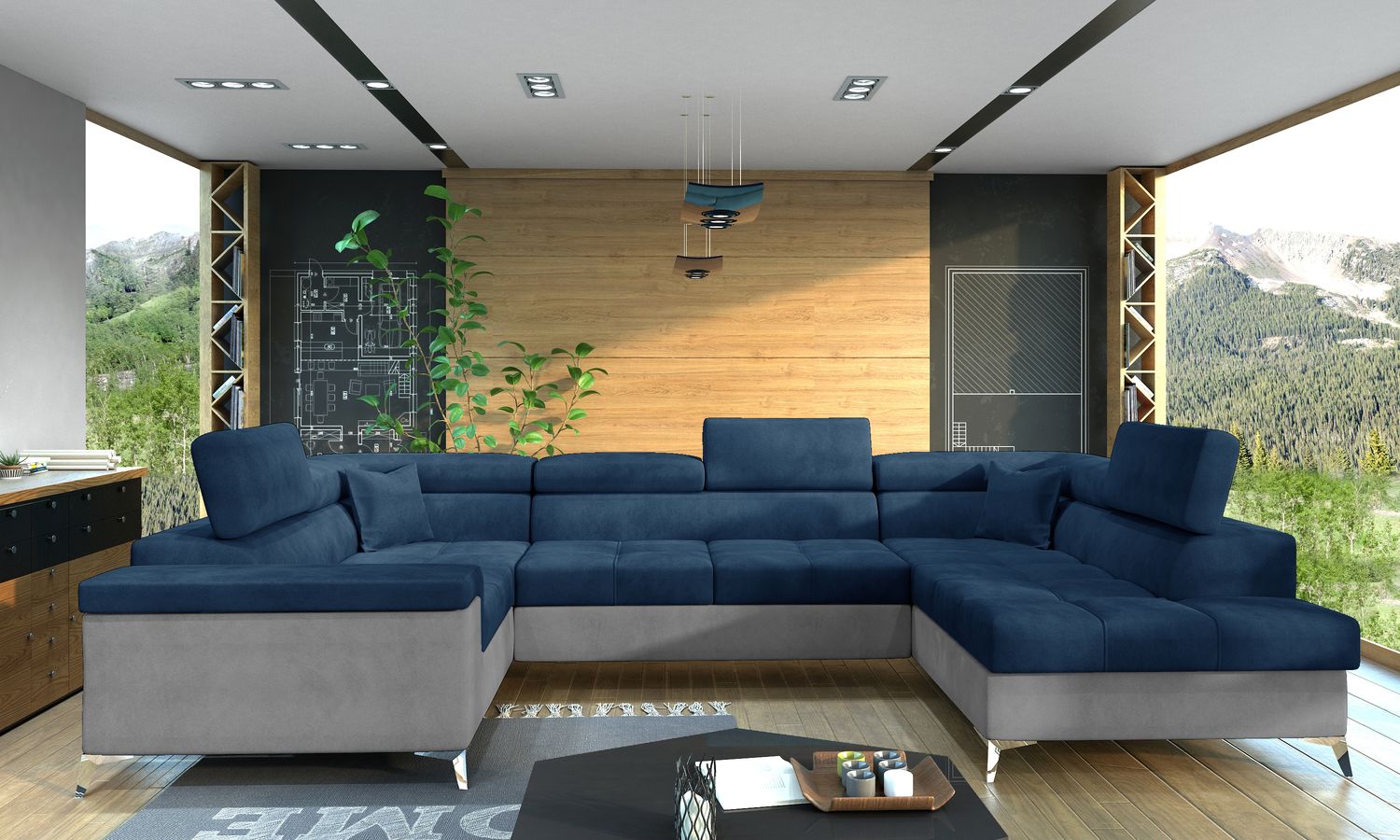 Corner Sleeper Sofa Thiago 20 | size: Width: 208cm, Height: 88cm, Depth: 43cm | color: Monolith | image: 1 | variant: 1016488
