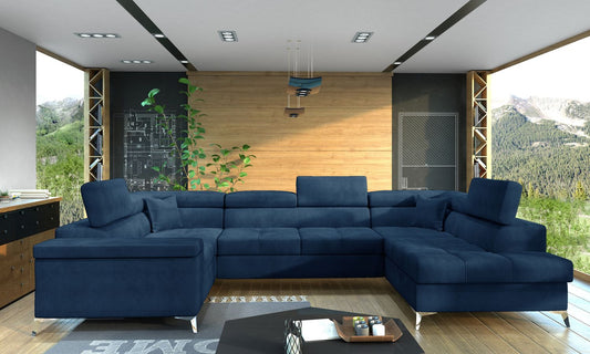 Corner Sleeper Sofa Thiago 21 | size: Width: 208cm, Height: 88cm, Depth: 43cm | color: Blue | image: 1 | variant: 1016489