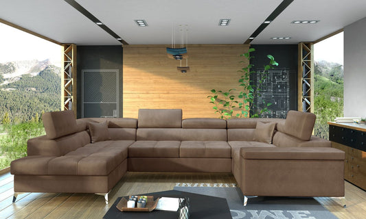 Corner Sleeper Sofa Thiago 33 | size: Width: 208cm, Height: 88cm, Depth: 43cm | color: Beige | image: 1 | variant: 1016501