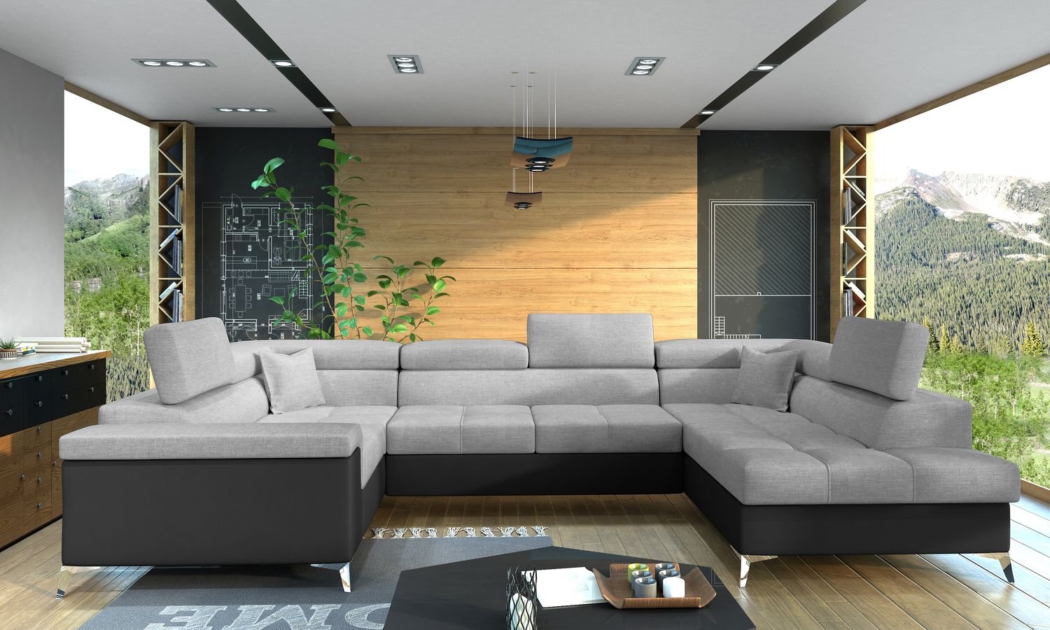 Corner Sleeper Sofa Thiago 7 | size: Width: 208cm, Height: 88cm, Depth: 43cm | color: Sawana/Soft | image: 1 | variant: 1016475