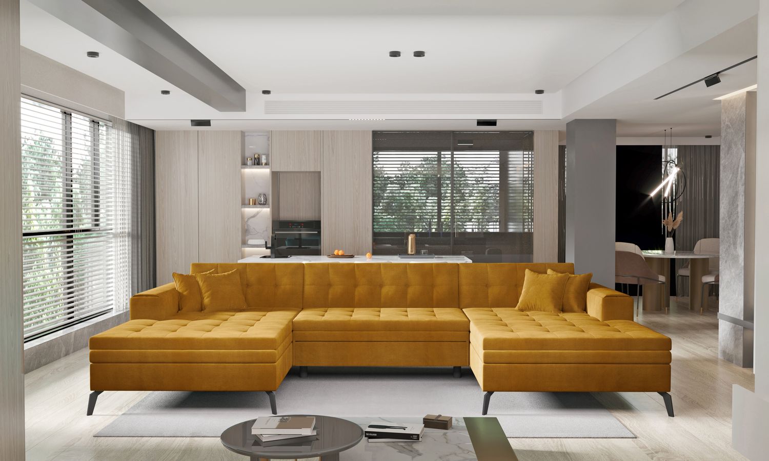 Corner Sleeper Sofa Vertizo 17 | size: Width: 350cm, Height: 93cm, Depth: 170cm | color: Nube | image: 1 | variant: 1015419