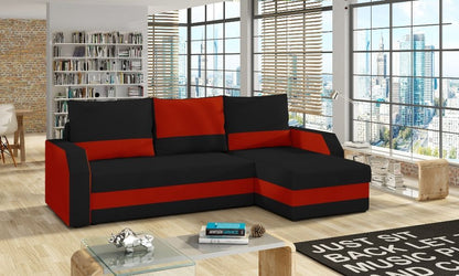Corner Sleeper Sofa Warwick | size: Width: 237cm, Height: 90cm, Depth: 150cm | color: Black/Red | image: 0 | variant: 1008936