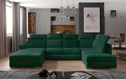 Corner Sleeper Sofa Winchester 13 | size: Width: 336cm, Height: 102cm, Depth: 216cm | color: Green | image: 1 | variant: 1016566