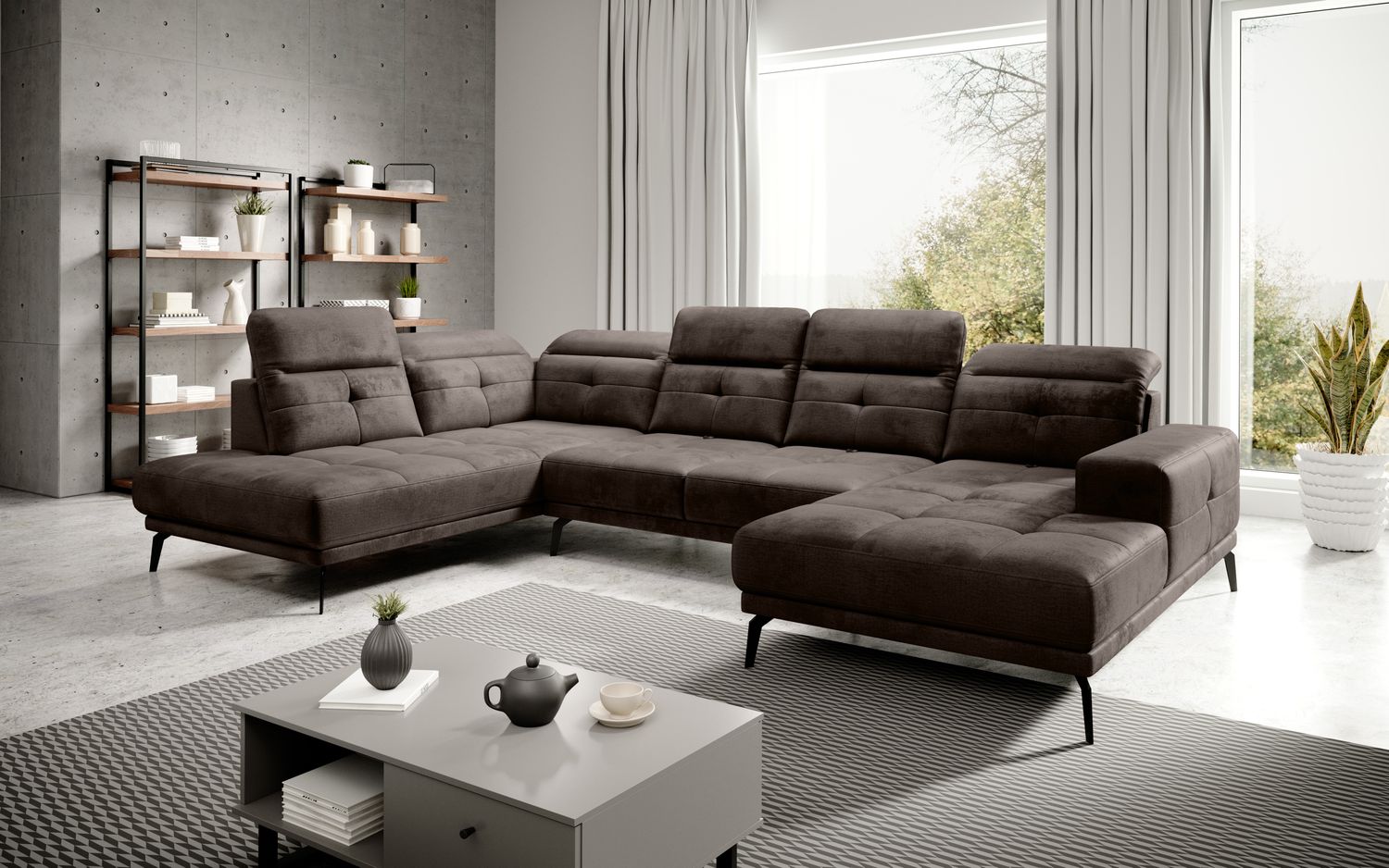 Corner Sofa Alnwick 31 | size: Width: 350cm, Height: 107cm, Depth: 205cm | color: Nube | image: 1 | variant: 1015289