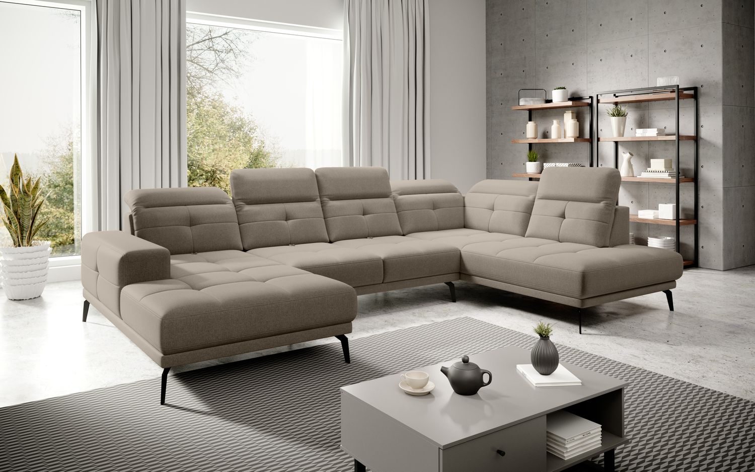 Corner Sofa Bretan 76 | size: Width: 350cm, Height: 107cm, Depth: 205cm | color: Vero | image: 1 | variant: 1014388