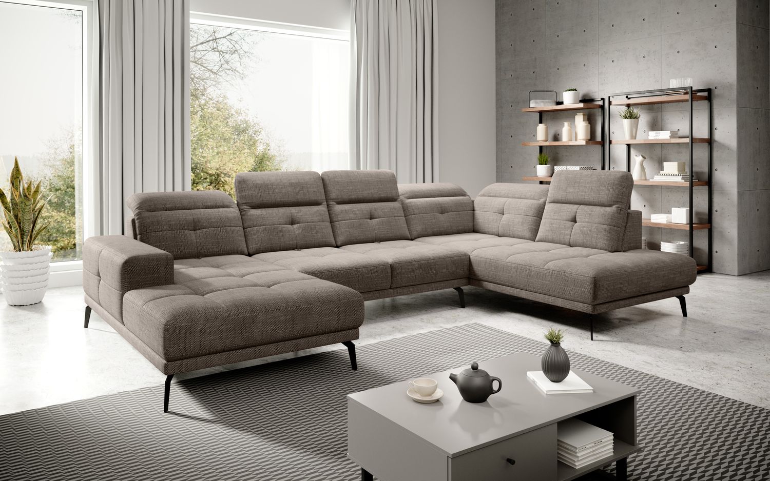 Corner Sofa Bretan 77 | size: Width: 350cm, Height: 107cm, Depth: 205cm | color: Marte | image: 1 | variant: 1014389