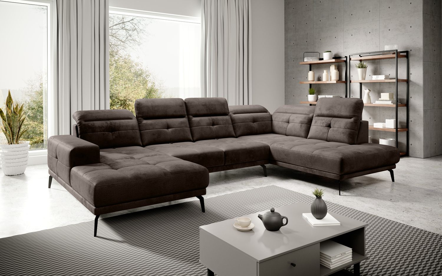 Corner Sofa Bretan 80 | size: Width: 350cm, Height: 107cm, Depth: 205cm | color: Nube | image: 1 | variant: 1014392