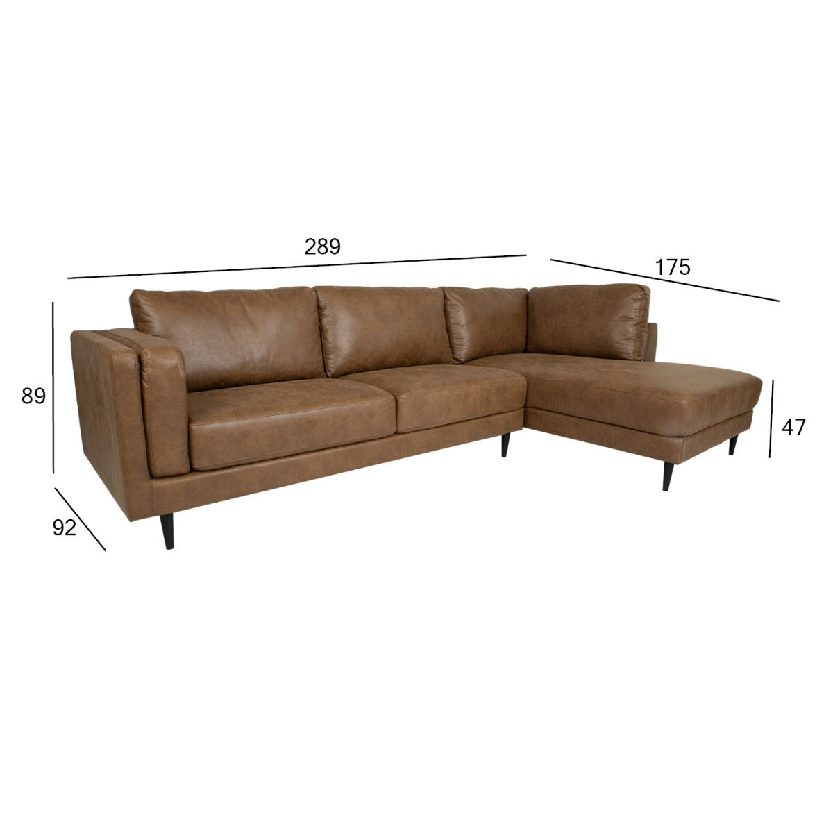 Corner Sofa Colchester | size: Width: 289cm, Height: 89cm, Depth: 175cm | color: Brown | image: 2 | variant: 1000144