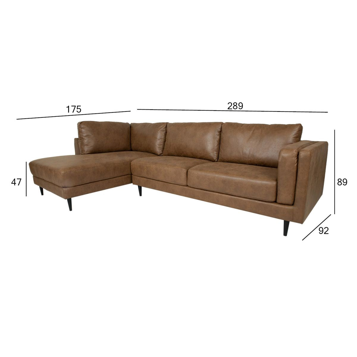 Corner Sofa Colchester | size: Width: 289cm, Height: 89cm, Depth: 175cm | color: Brown | image: 2 | variant: 1000145