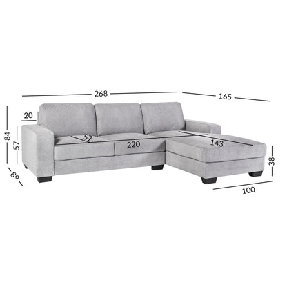 Corner Sofa Durham | size: Width: 268cm, Height: 84cm, Depth: 165cm | color: Gray | image: 2 | variant: 1000077