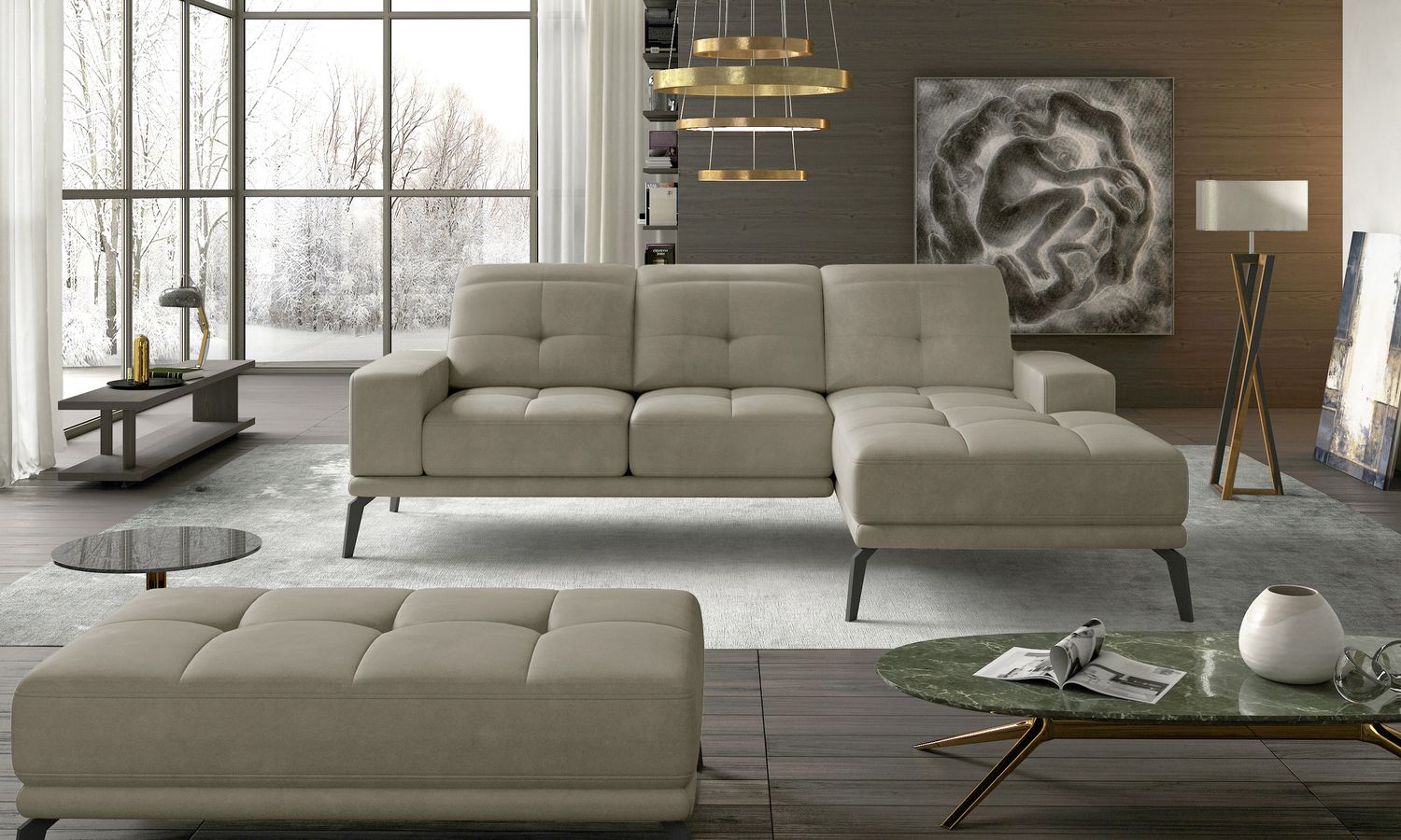 Corner Sofa East Piacenza 22 | size: Width: 265cm, Height: 98cm, Depth: 53cm | color: Paros | image: 1 | variant: 1017494