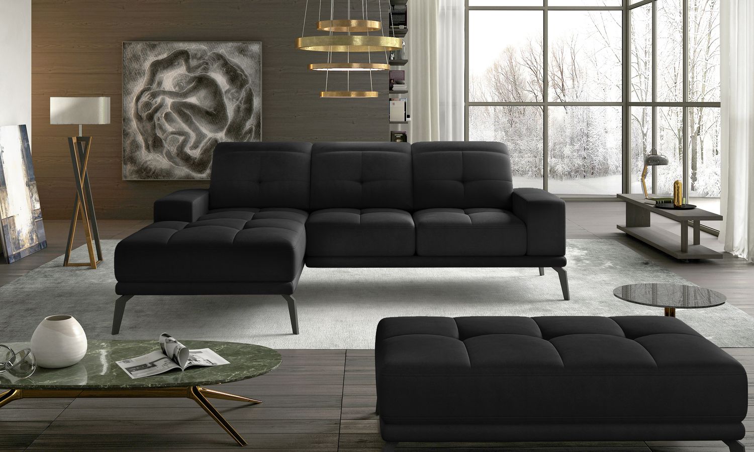 Corner Sofa East Piacenza 49 | size: Width: 265cm, Height: 98cm, Depth: 53cm | color: Mat/Velvet | image: 1 | variant: 1017521