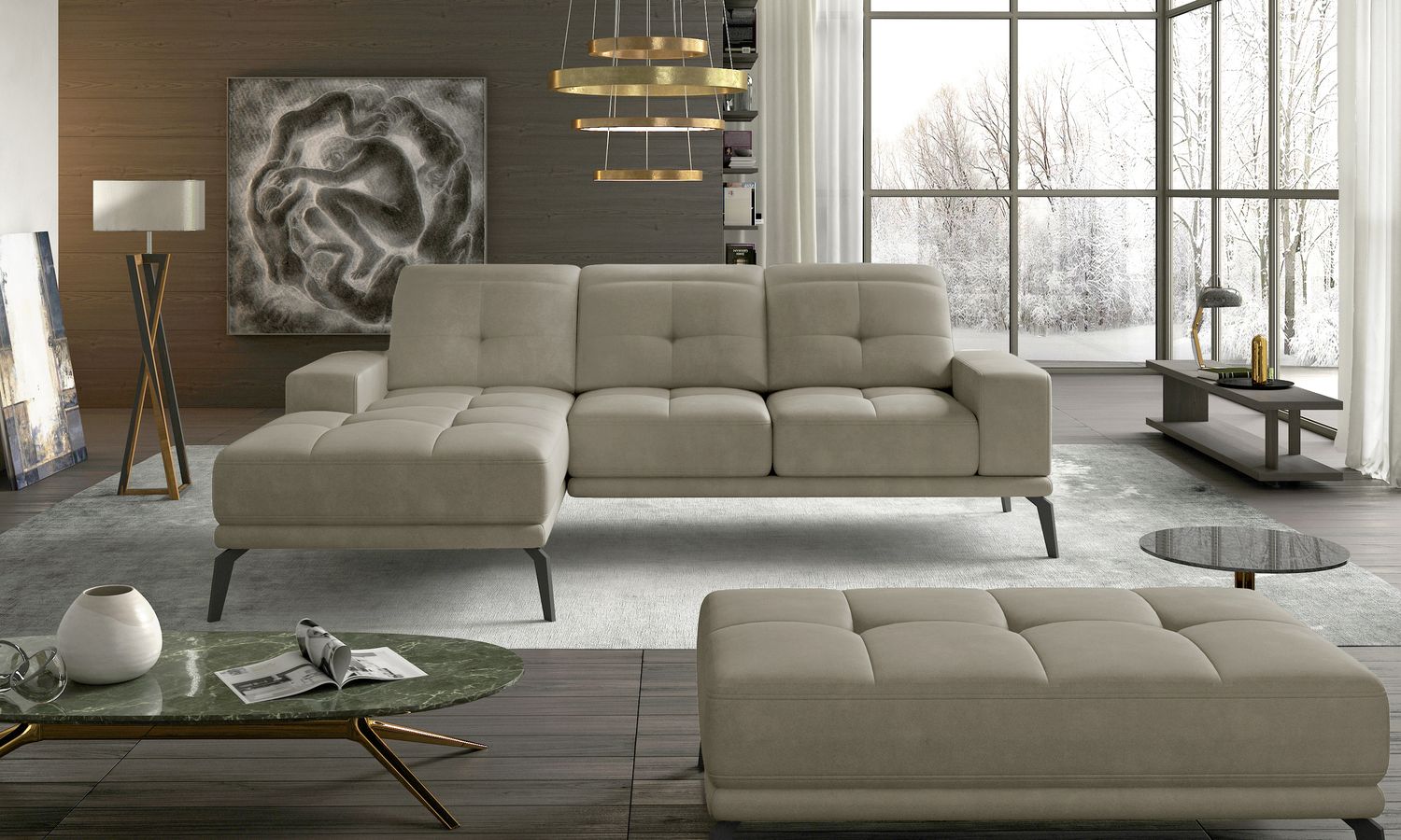 Corner Sofa East Piacenza 56 | size: Width: 265cm, Height: 98cm, Depth: 53cm | color: Paros | image: 1 | variant: 1017528