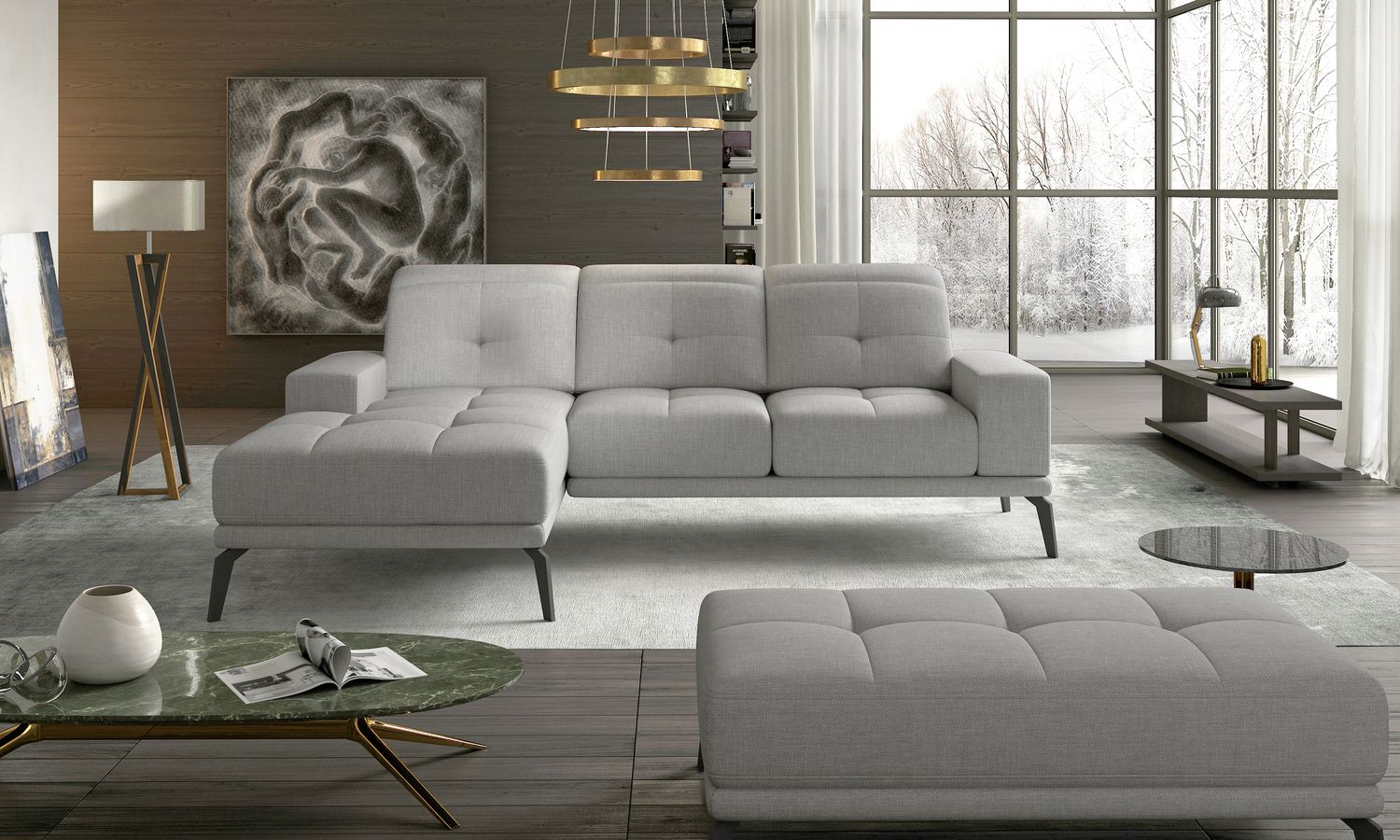 Corner Sofa East Piacenza 60 | size: Width: 265cm, Height: 98cm, Depth: 53cm | color: Sawana | image: 1 | variant: 1017532