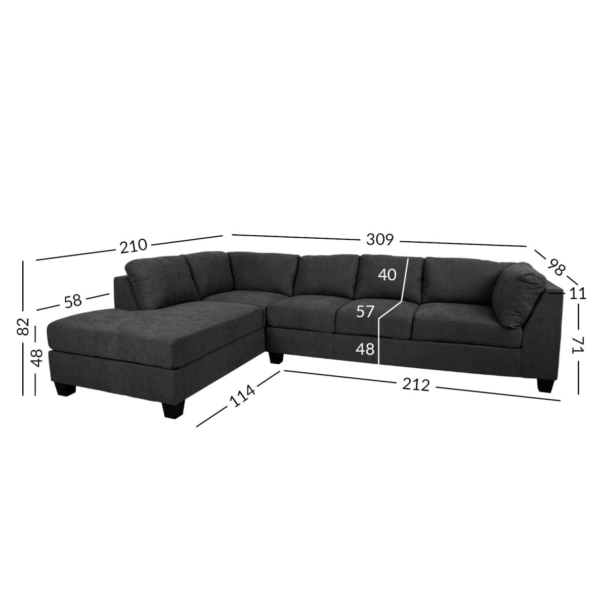 Corner Sofa East Sudbury | size: Width: 313cm, Height: 86cm, Depth: 213cm | color: Gray | image: 2 | variant: 1005422
