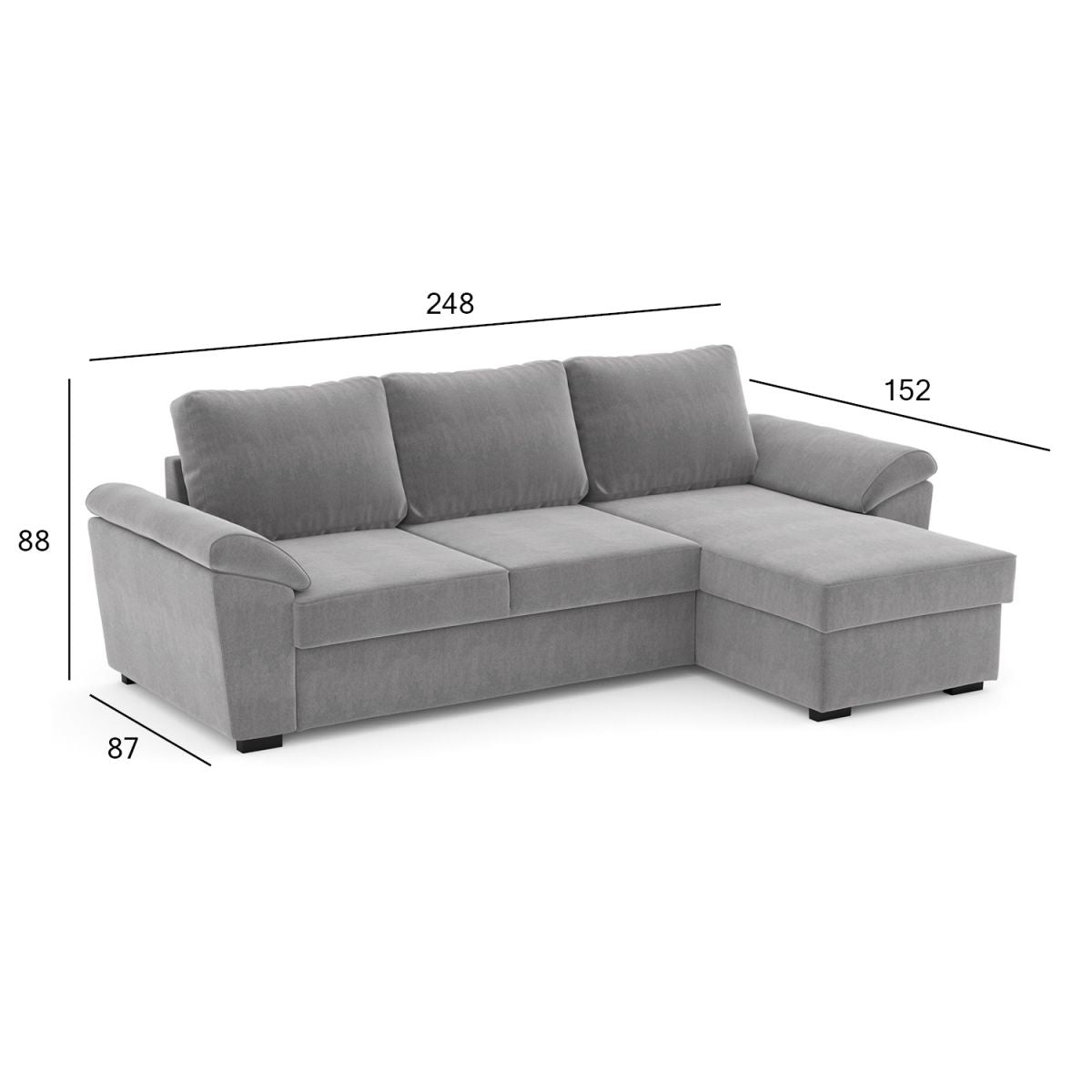 Corner Sofa Lerwick | size: Width: 248cm, Height: 87cm, Depth: 152cm | color: Gray | image: 2 | variant: 1000202