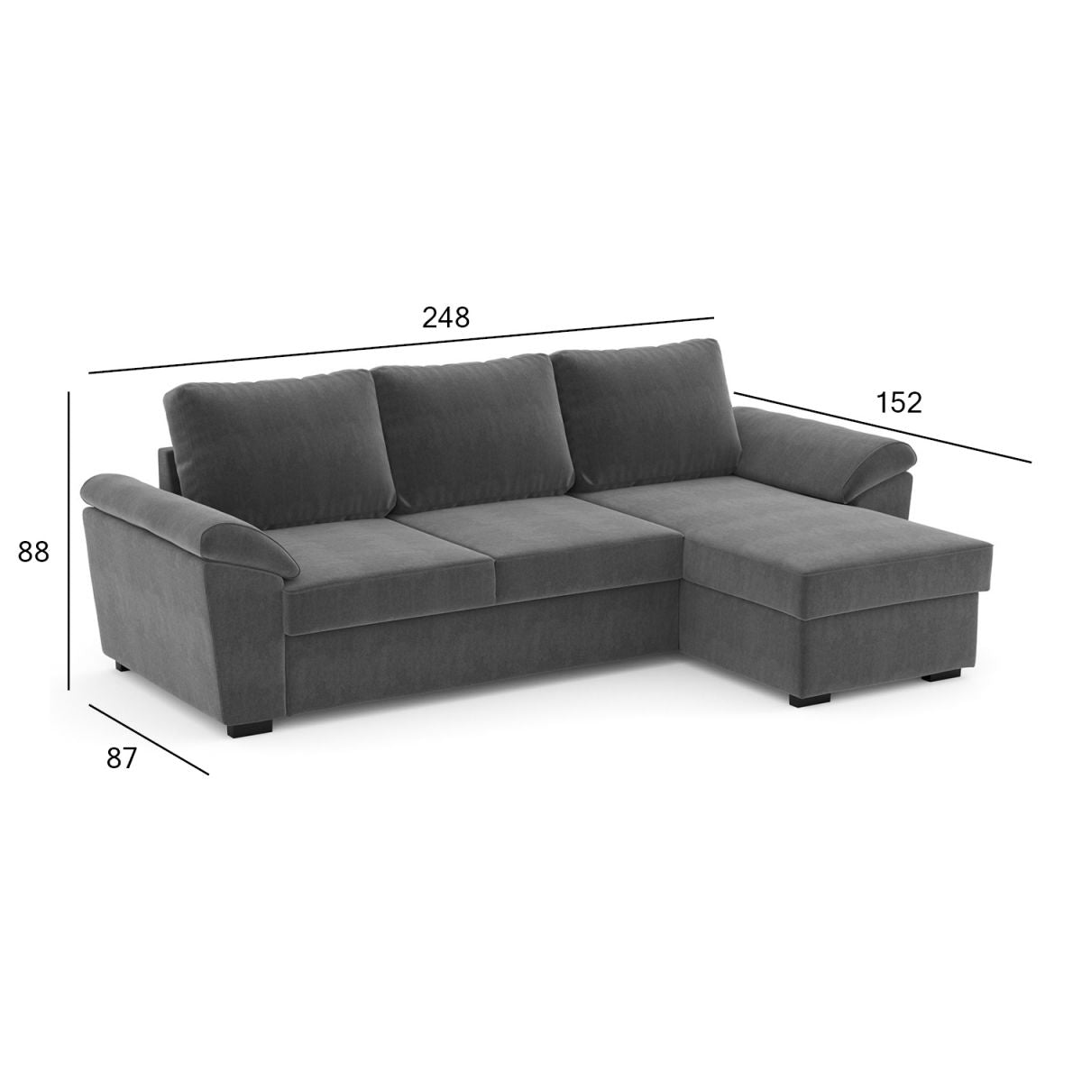 Corner Sofa Lerwick | size: Width: 248cm, Height: 87cm, Depth: 152cm | color: Gray | image: 2 | variant: 1000203