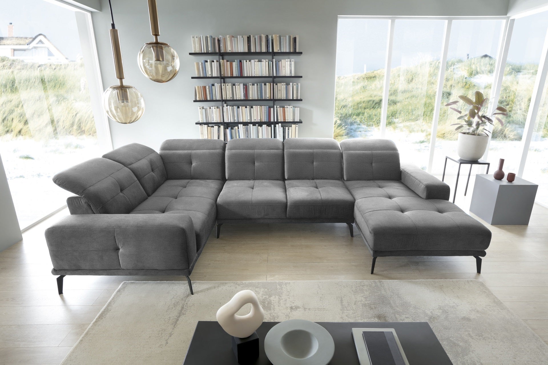 Corner Sofa Louth 1 | size: Width: 350cm, Height: 77cm, Depth: 201cm | color: Nube | image: 1 | variant: 1015878