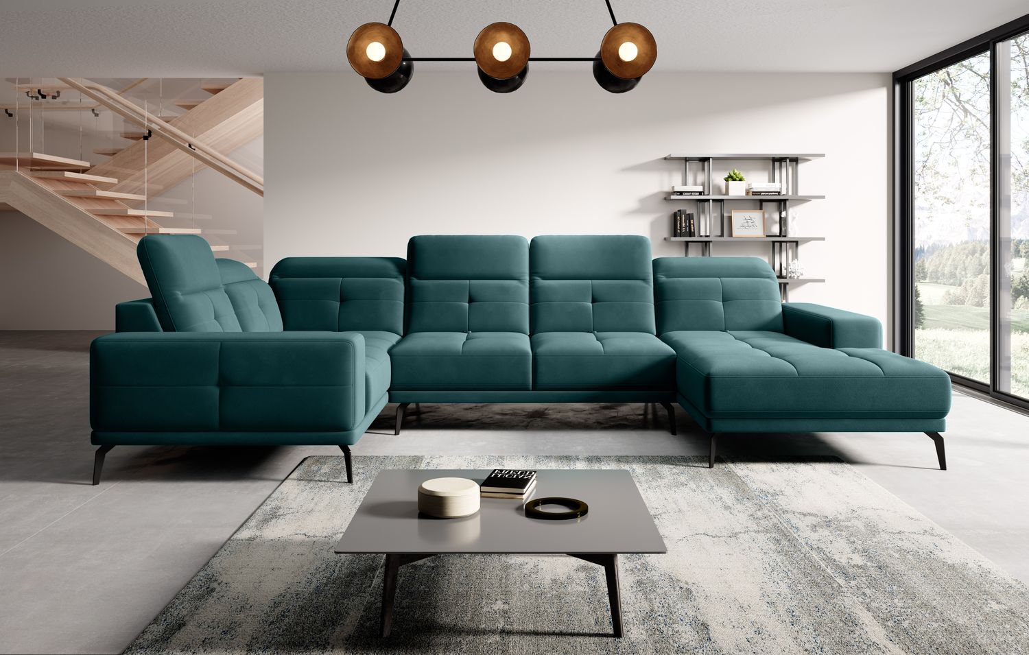 Corner Sofa Louth 51 | size: Width: 350cm, Height: 77cm, Depth: 201cm | color: Velvetmat | image: 1 | variant: 1015928