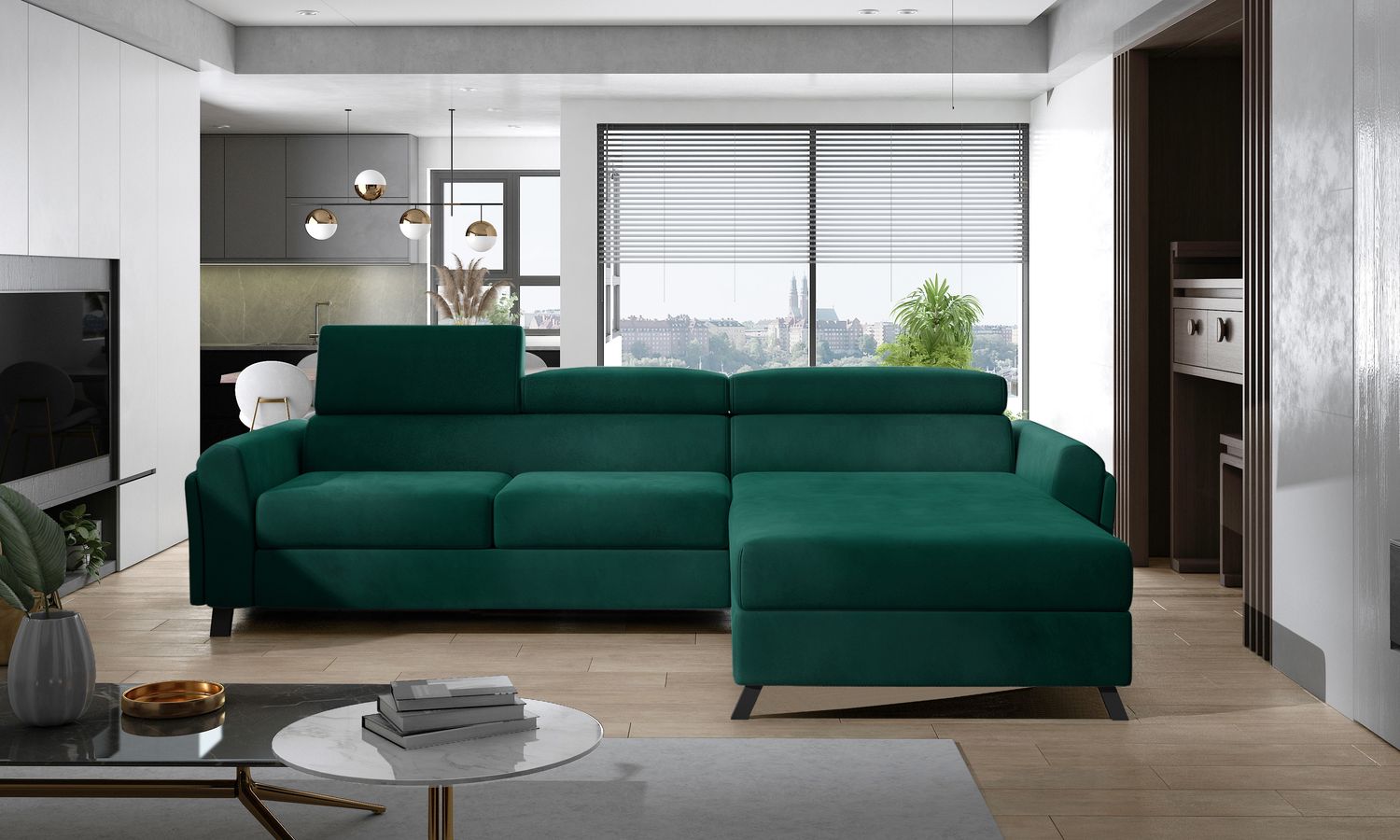 Corner Sofa Mariall 29 | size: Width: 300cm, Height: 98cm, Depth: 190cm | color: Green | image: 1 | variant: 1016140