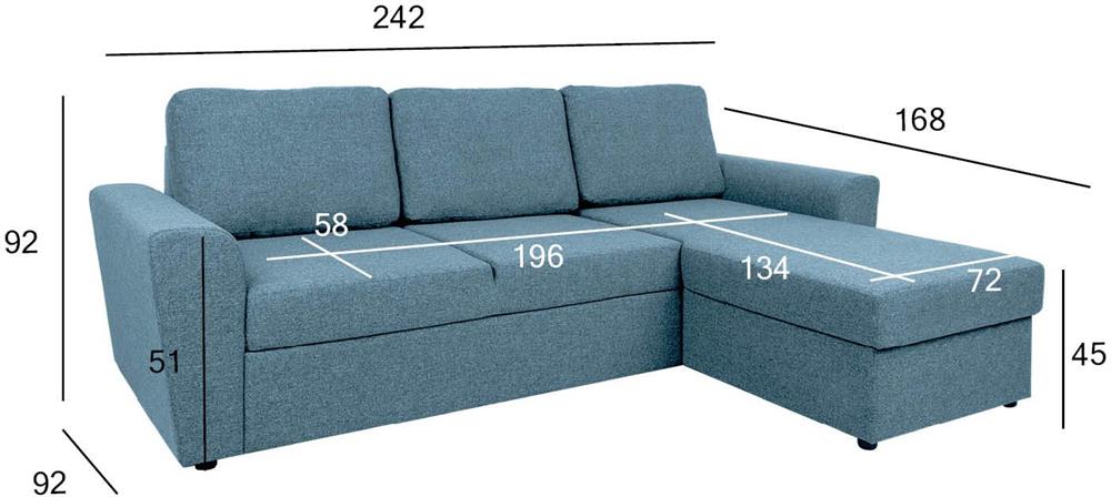 Corner Sofa Market Harborough | size: Width: 242cm, Height: 92cm, Depth: 168cm | color: Blue | image: 7 | variant: 1000324