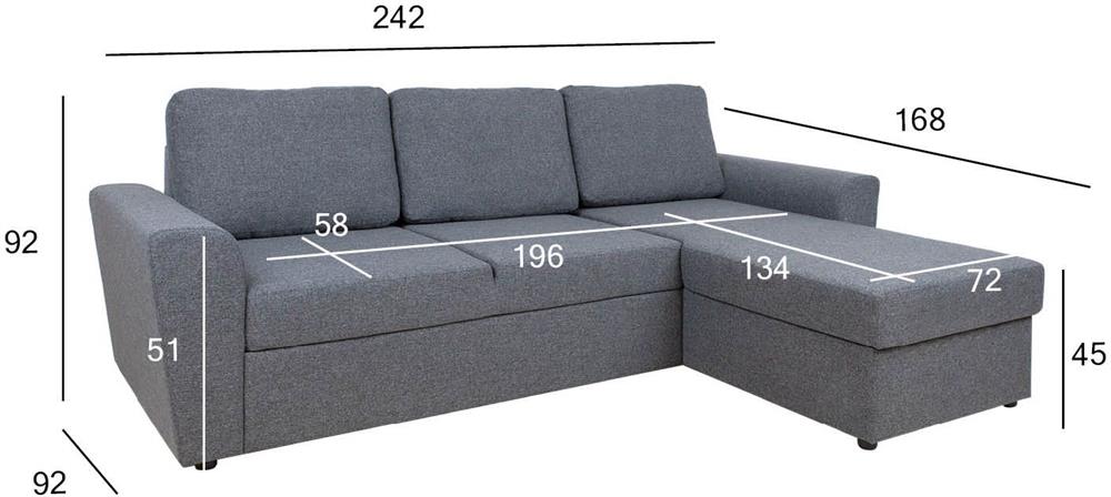 Corner Sofa Market Harborough | size: Width: 242cm, Height: 92cm, Depth: 168cm | color: Gray | image: 7 | variant: 1000323