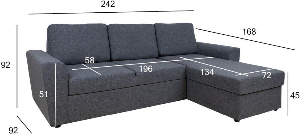Corner Sofa Market Harborough | size: Width: 242cm, Height: 92cm, Depth: 168cm | color: Gray | image: 7 | variant: 1000325