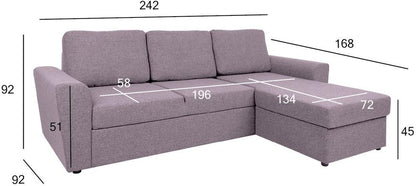 Corner Sofa Market Harborough | size: Width: 242cm, Height: 92cm, Depth: 168cm | color: Pink | image: 7 | variant: 1000326