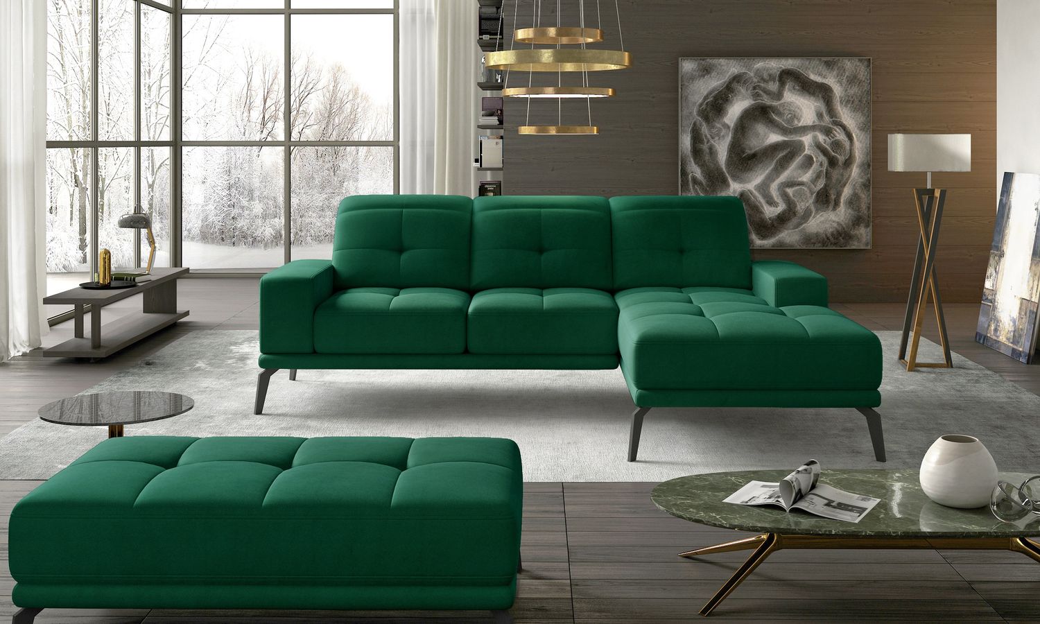 Corner Sofa Torrense 32 | size: Width: 265cm, Height: 98cm, Depth: 53cm | color: Green | image: 1 | variant: 1016558
